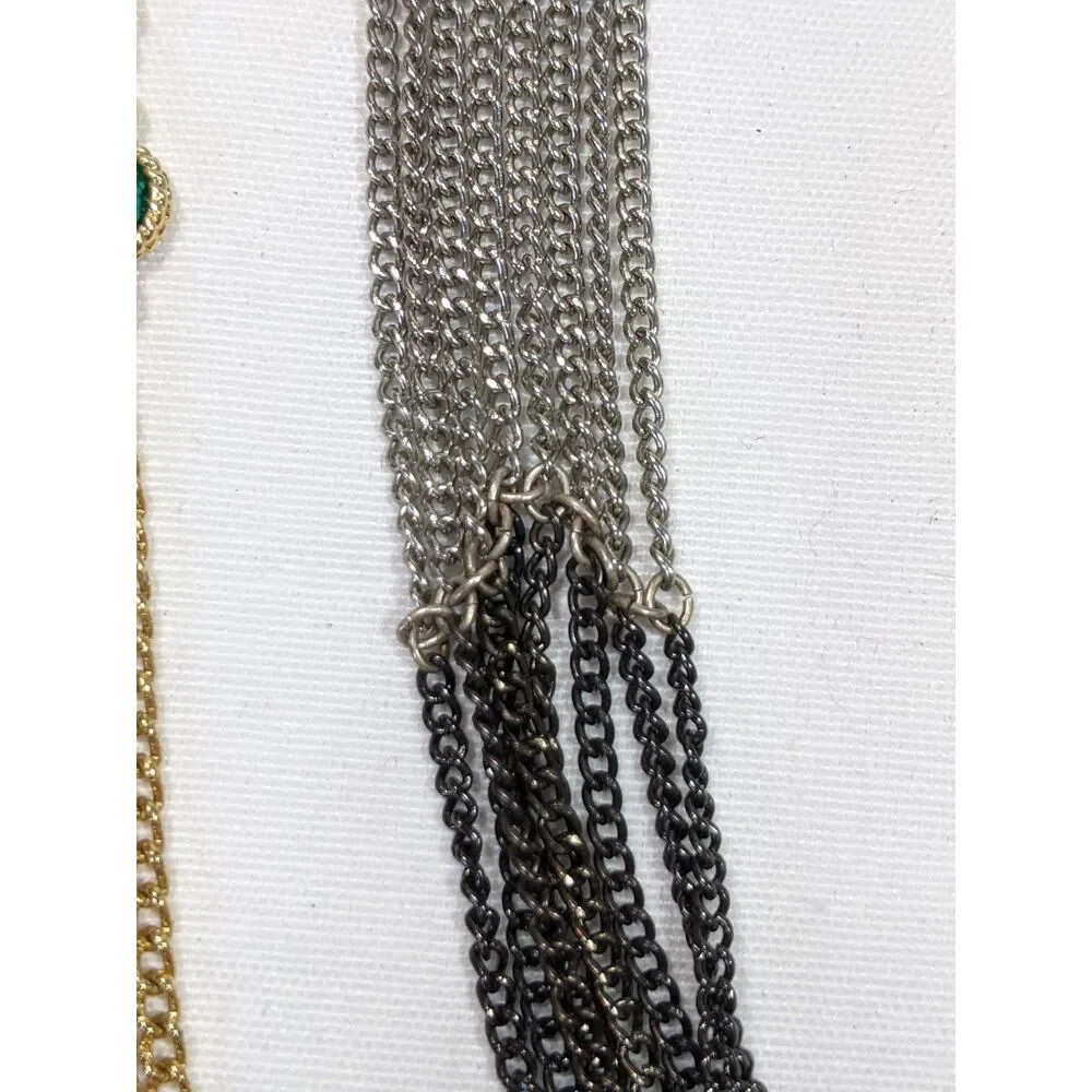 2 Lariat Necklace Lot Gold & Silver Premier Designs & Vintage Color Rhinestones